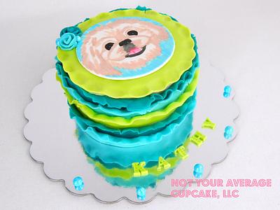 Ruffles & Hand-Painted Pekingese  - Cake by Sharon A./Not Your Average Cupcake