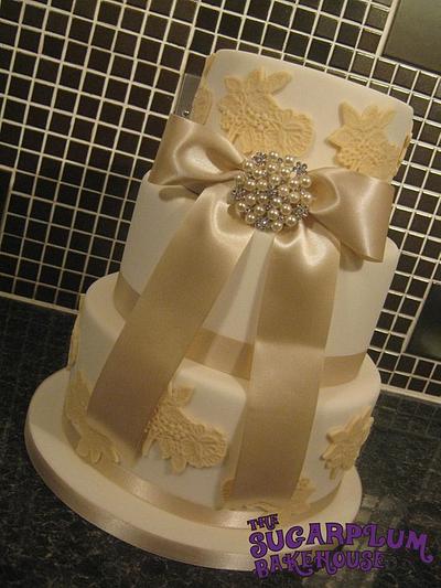3 Tier Vintage Inspired Lace Wedding Cake - Cake by Sam Harrison