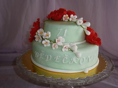 A cake with flowers of red weed - Cake by Lenka Budinova - Dorty Karez