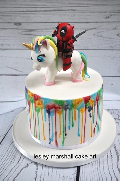 Unicorn & Deadpool cake - Cake by Lesley Marshall cake art