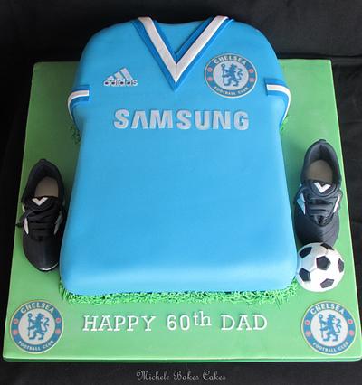 Chelsea football shirt, boots and a ball - Cake by MicheleBakesCakes