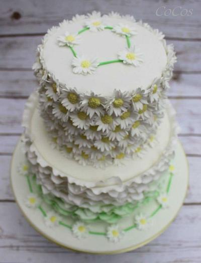 Daisy chain ombre ruffle cake  - Cake by Lynette Brandl