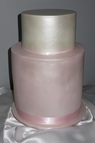 Pale pink and Ivory Pearl sheened - Cake by Sugarart Cakes