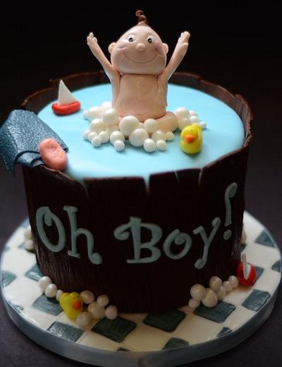 OH BOY! Bathtub and Rubber Ducky themed baby shower cake and cupcakes  - Cake by Sugar Plum Cake Co.