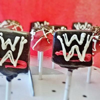 wrestling WWE cake pops - Cake by  Pink Ann's Cakes