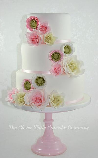 Rose and Ranunculus Wedding Cake - Cake by Amanda’s Little Cake Boutique