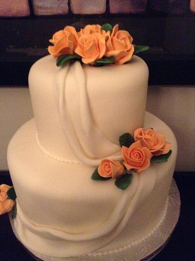 Peach Rose Wedding Cake - Cake by Joseph Fougere