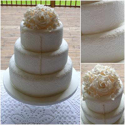 Victorian Alencon Lace Wedding Cake - Cake by TiersandTiaras