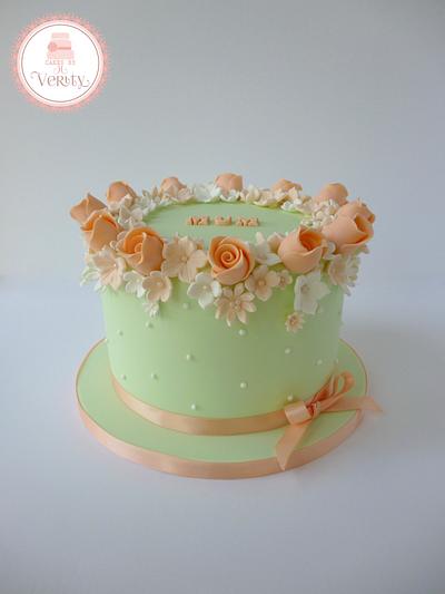 Peach and Mint Green - Cake by Cakes by Verity