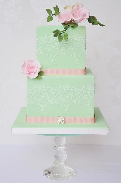 Mint & pink cake  - Cake by Mrs Robinson's Cakes
