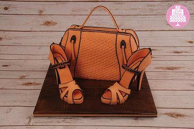 Peach handbag and shoes cake - Cake by Jdcakedesign