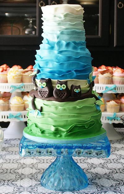 little owls baby shower cake  - Cake by milissweets