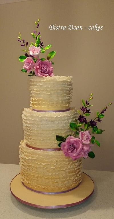 Ivory ruffles and flowers ... - Cake by Bistra Dean 