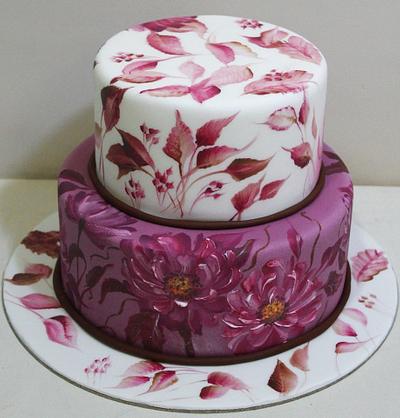 Hand painted cake with flowers - Cake by The House of Cakes Dubai