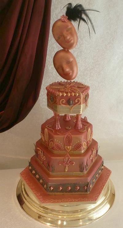 theatrical masks wedding  cake  - Cake by Ribana Cristescu 