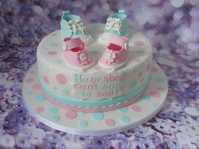 Gender reveal cake. - Cake by Karen's Cakes And Bakes.