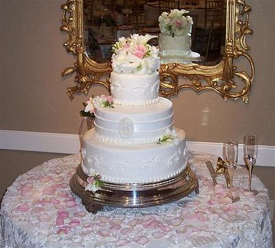 3 tier Wedding cake with Monogram - Cake by BettyA