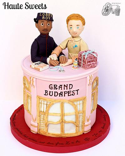 The Grand Budapest Hotel cake (Zero & Agatha) for Be My Valentine! Movie Nights collaboration - Cake by Hiromi Greer