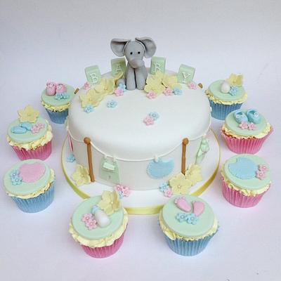Baby Shower Cake and Cupcakes - Cake by Claire Lawrence