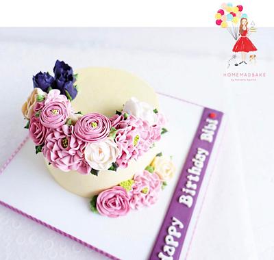 Flower Garland Buttercream Cake - Cake by Bakeagogo by Marsella Agatha
