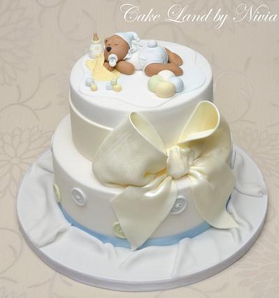 Baby shower cakes - sleeping teddy - Cake by Nivia