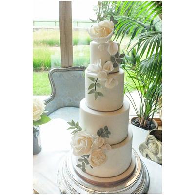 Ivory, marble and foliage  - Cake by Sharon, Sadie May Cakes 