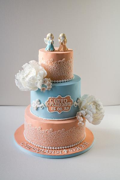 Christening cake for twins - Cake by Dimi's sweet art