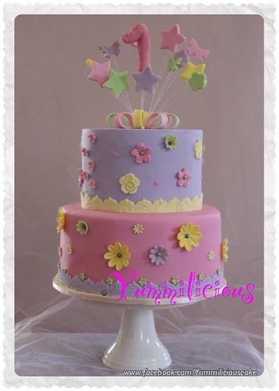 Pretty first birthday cake. - Cake by Yummilicious