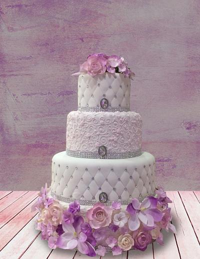 Lavender and white wedding cake  - Cake by MsTreatz
