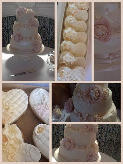 Three tier peony wedding cake - Cake by ticketyboo