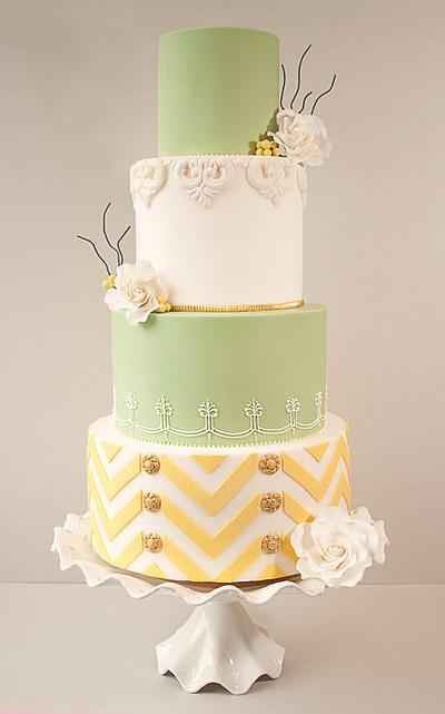 Lemon & Lime Chevron Wedding Cake - Cake by tortacouture