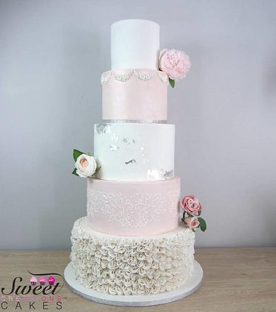 Blush and silver wedding cake - Cake by Sweet Creations Cakes
