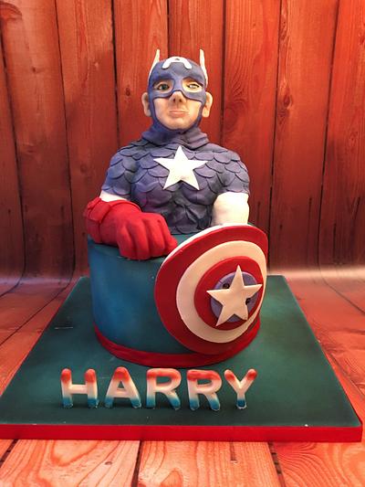 Captain America - Cake by Elaine - Ginger Cat Cakery 