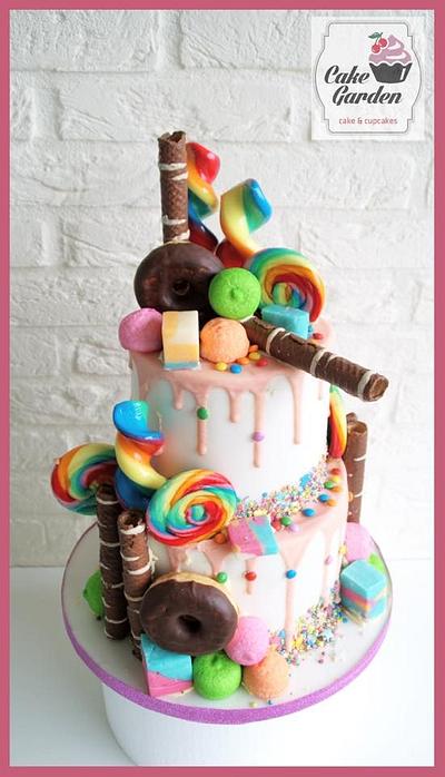 lollie go loco drip cake - Cake by Cake Garden 