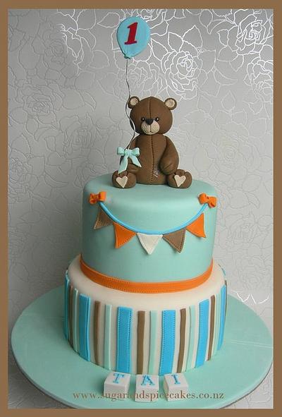 Teddy Stripe Cake for Baby Tai staying at Ronald McDonald House - Cake by Mel_SugarandSpiceCakes