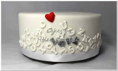 Tumbling letters - falling in love - Cake by Helen Campbell