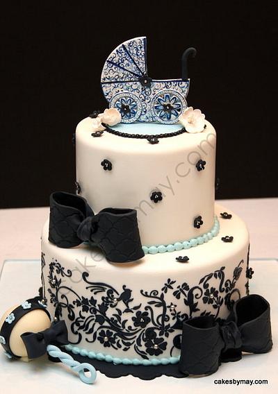 Stroller Baby Shower Cake - Cake by Cakes by Maylene