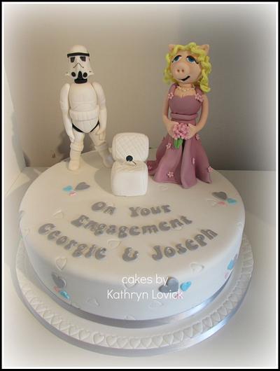 miss piggy and storm trooper engagement - Cake by kathryn lovick