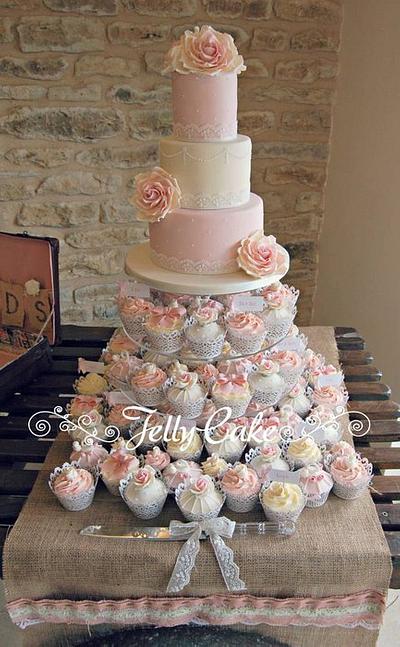 Pink Roses Wedding Cake - Cake by JellyCake - Trudy Mitchell