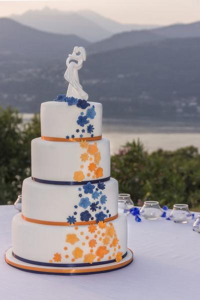 Blue & orange wedding cake - Cake by Marta