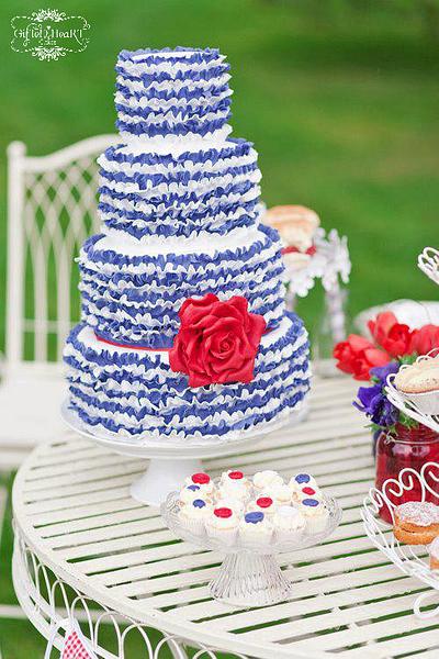 Red White and Blue Ruffle Wedding Cake - Cake by Emma Waddington - Gifted Heart Cakes