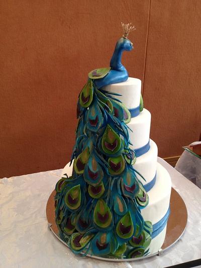 Peacock Themed Wedding Structure - Cake by cakesncuppies