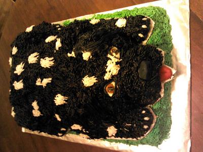 Black Puppy Cake  w/ White Spots. - Cake by colababy