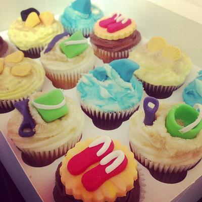 beach themed cupcakes - Cake by inkedcakery