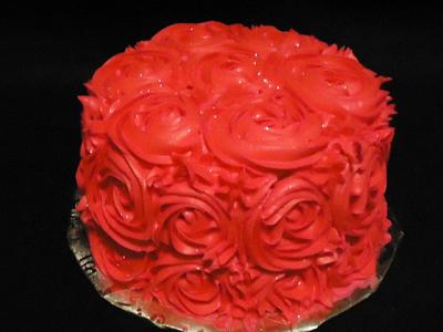 Hot pink rosette cake - Cake by Kim Leatherwood