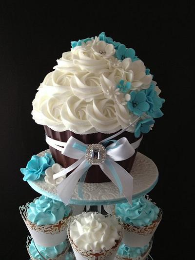 Tiffany Blue Inspired Baptism  - Cake by cjsweettreats