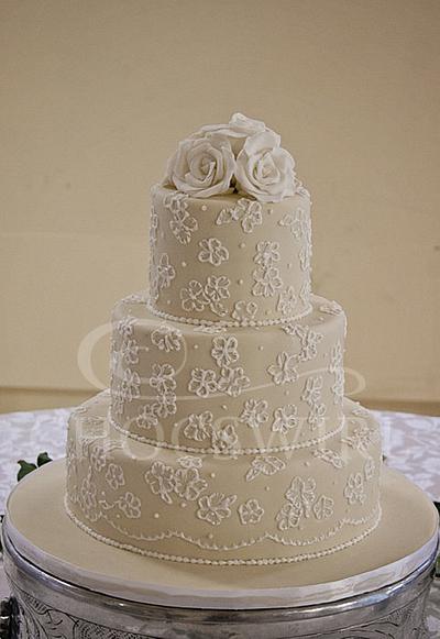 Brush Embroidery Wedding Cake - Cake by Robyn