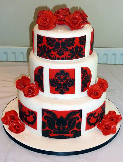 Damask Wedding Cake  - Cake by LoveZeeCakes