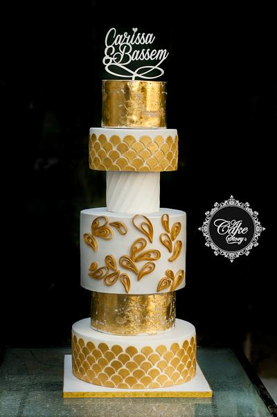 Gold & White Wedding Cake - Cake by Anjum Khan