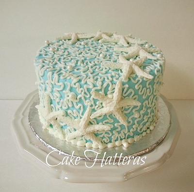 Tiffany Blue Starfish Wedding Cake  - Cake by Donna Tokazowski- Cake Hatteras, Martinsburg WV